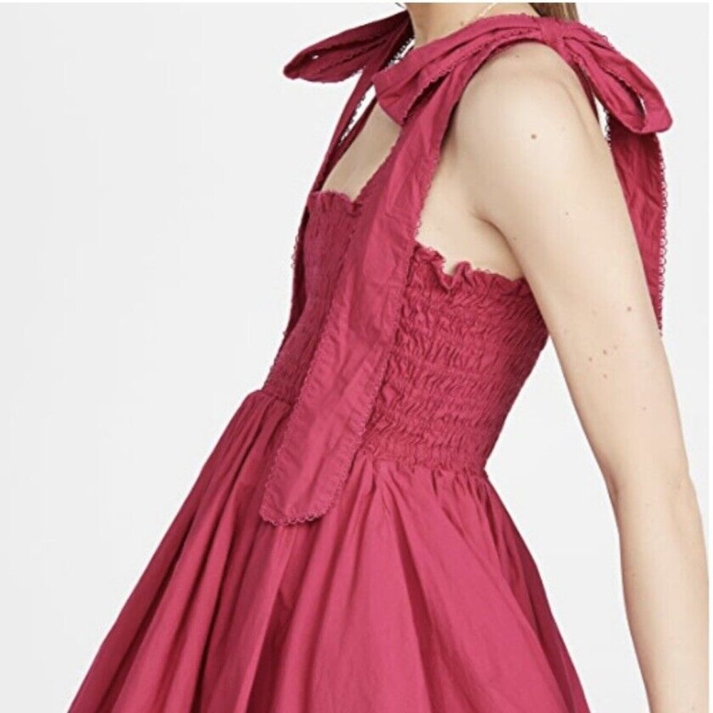 LoveShackFancy Raspberry Pink Mini Dress with Tie Straps - Picture 3 of 7